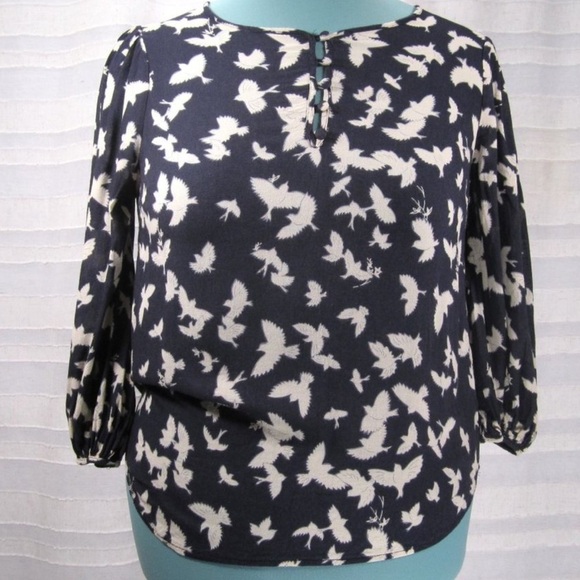 Maeve Anthropologie Ryukyu Bird Print Peasant Top - Picture 14 of 14